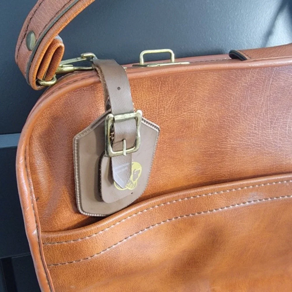 Vintage‎ Airway Luggage Garment Bag Leather Trim Suit Carrier Travel Luggage